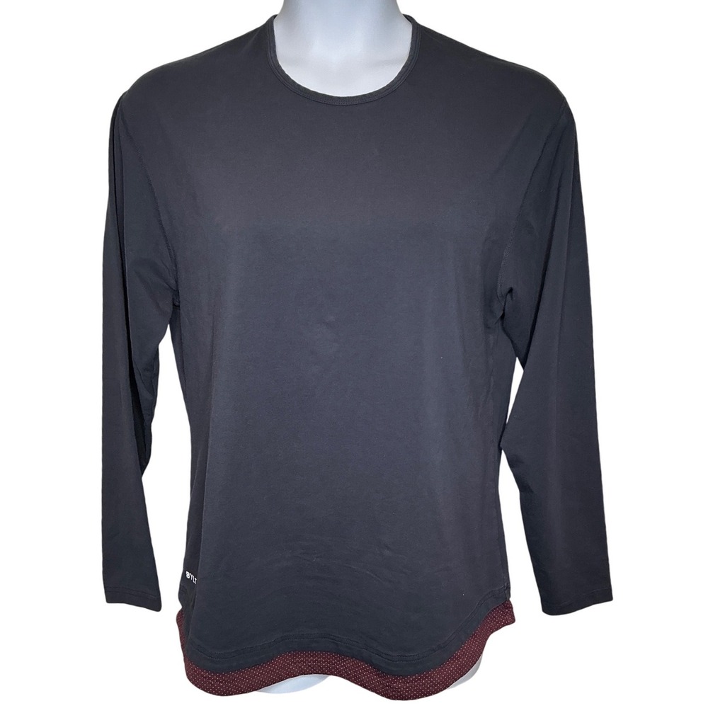 BYLT Mens Drop Cut Dual Layer Long Sleeve Crew Neck T Shirt Sz L Performance